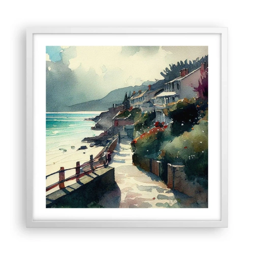 Poszter fekete keretben - Mediterrán város - 50x50 cm