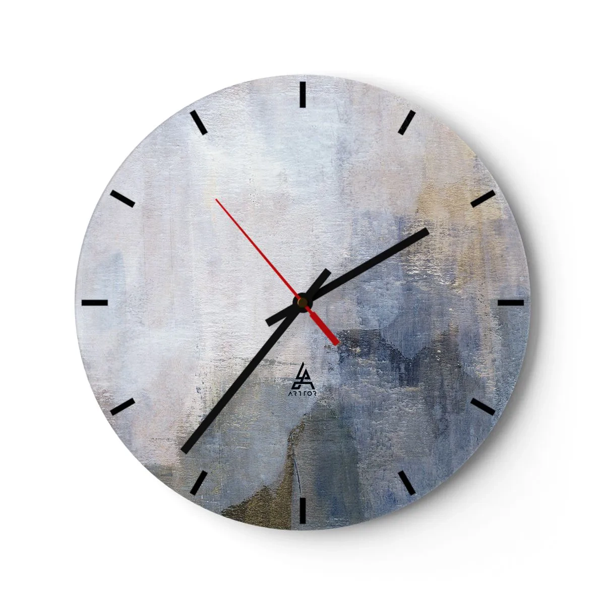 Falióra, Óra - Absztrakt kompozíció kék és szürke árnyalatokban - 30x30cm - Színtónusok és akkordok - Modern fali dekoráció nappalihoz, konyhához és hálószobához ARTTOR