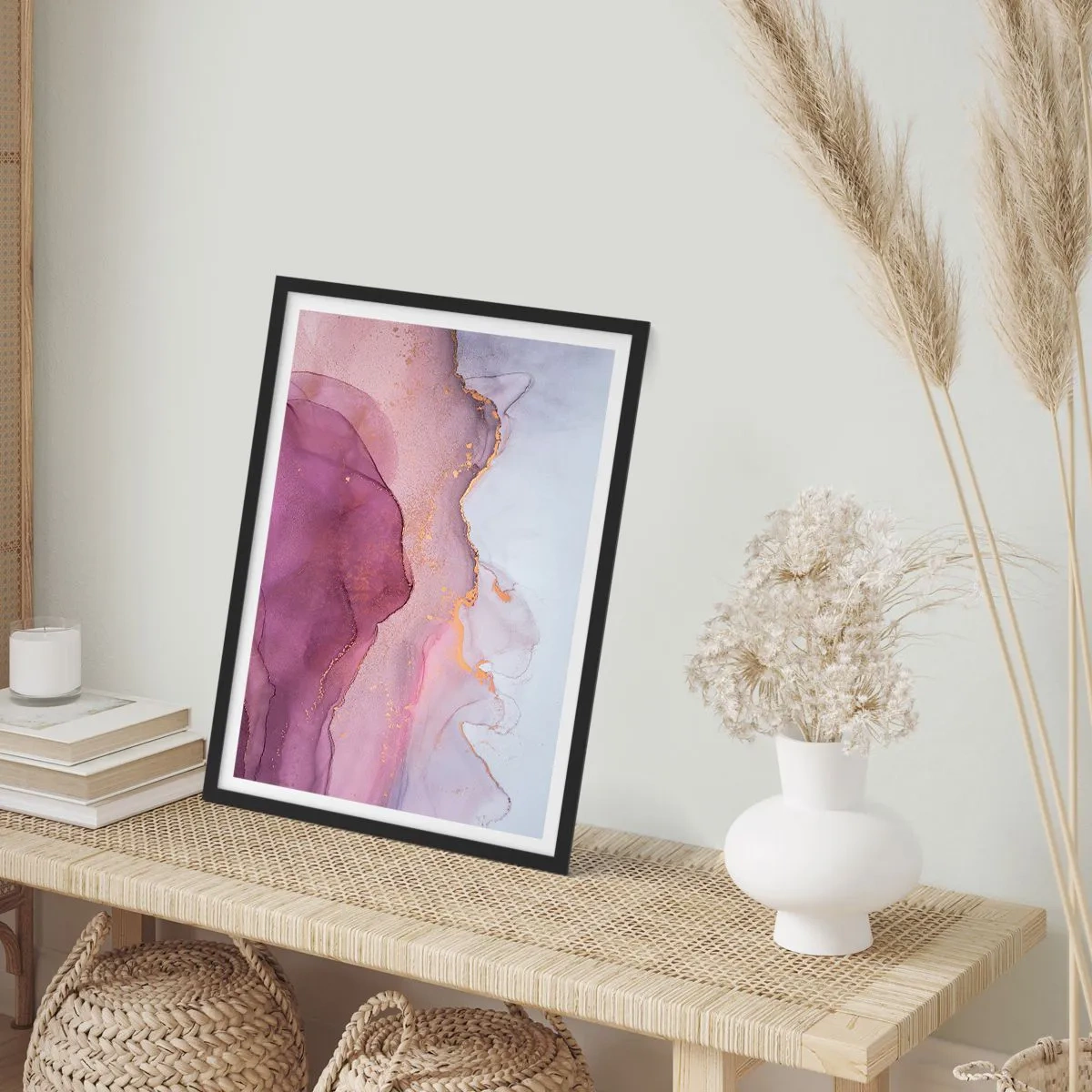 Poszter fehér keretben - Lila és orgonaszínű hullámok - 61x91 cm