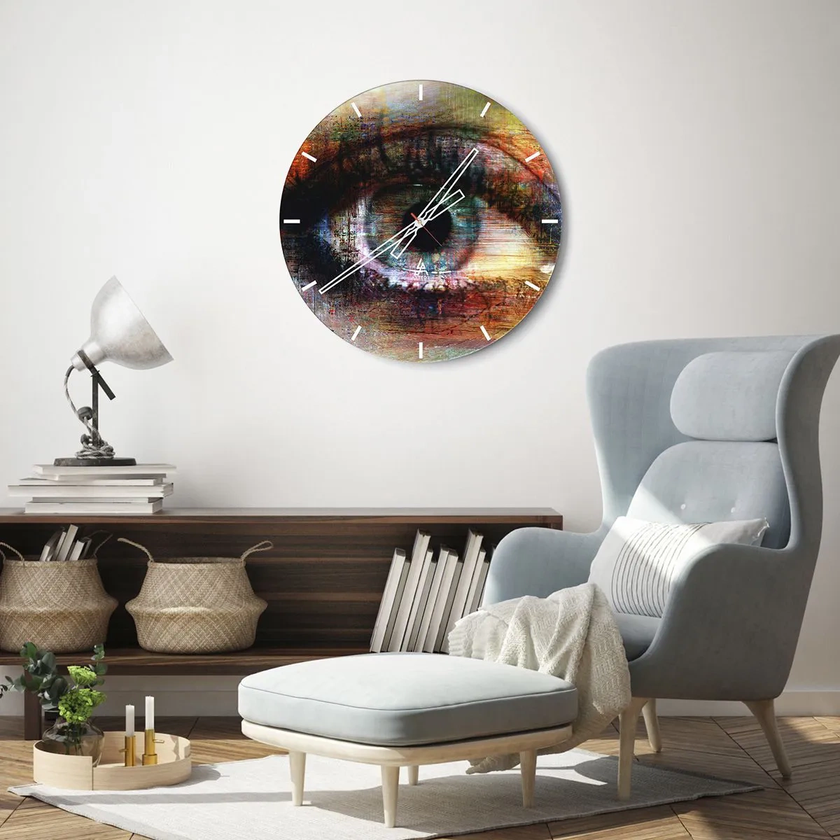 Falióra, Óra - Művészi szem intenzív, kontrasztos színekben - 30x30cm - Beleláthatsz a lélekbe - Modern fali dekoráció nappalihoz, konyhához és hálószobához ARTTOR
