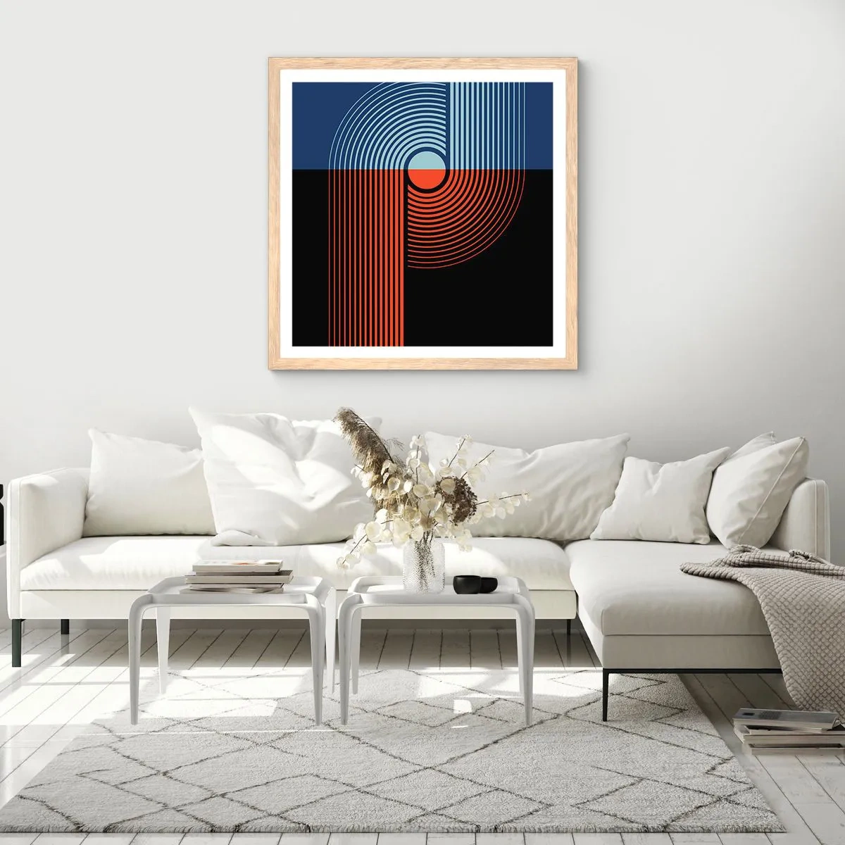 Poszter világos tölgy keretben - Geometrikus ölelésben - 50x50 cm