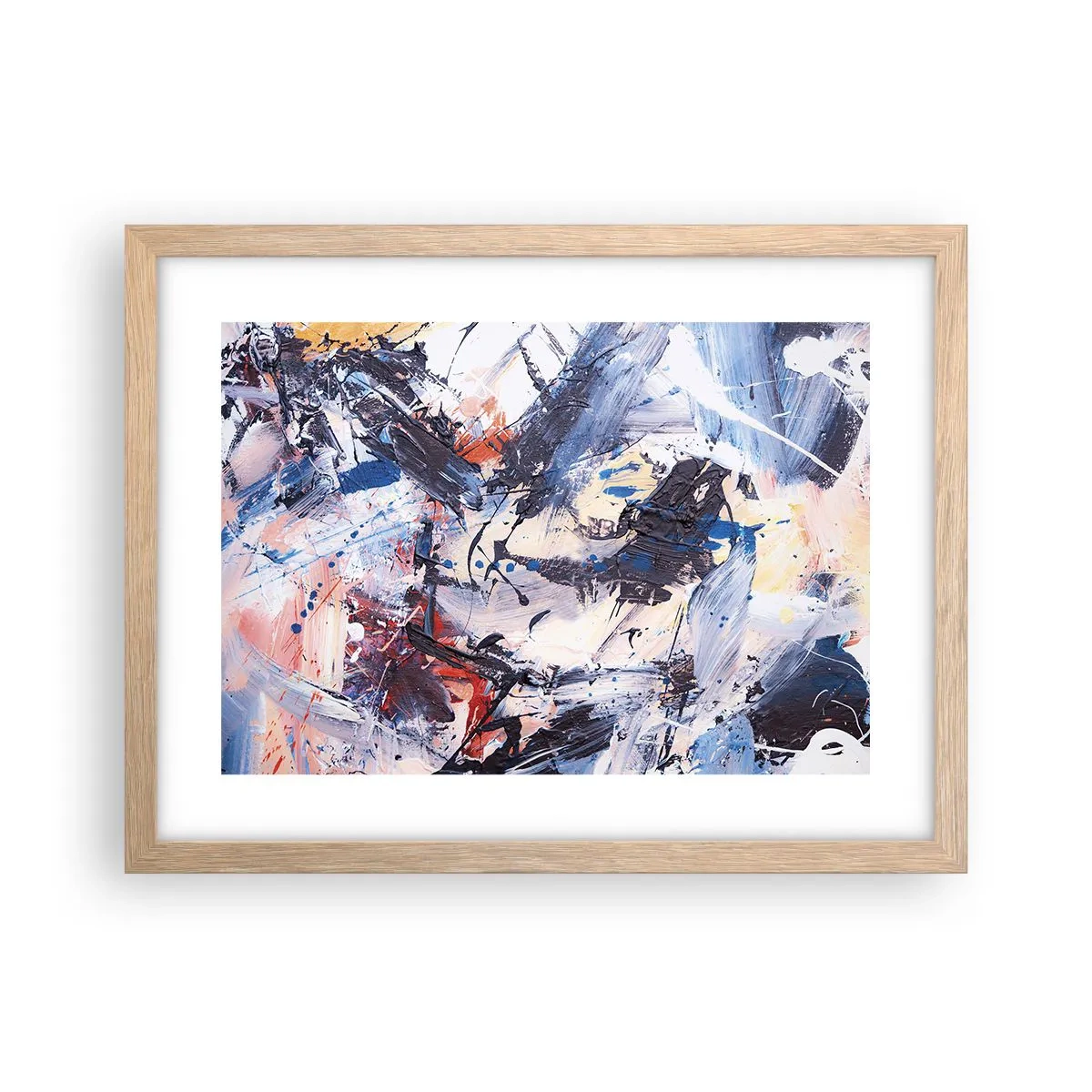 Poszter világos tölgy keretben - Őrült absztrakt tánc - 40x30 cm