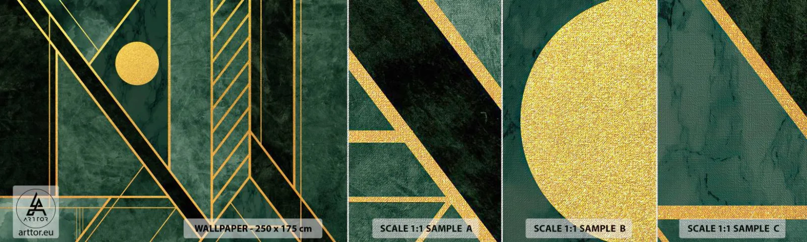 Fotótapéta Minta Premium Canvas - Az arany és azúrkék dinamikája - Absztrakció, Darab, Geometrikus minta - 100x30 cm