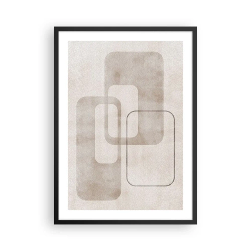Poszter fehér keretben - Minimalista geometriai formák bézs árnyalatokban - 50x70cm - Geometrikus fúga - Modern fali dekoráció nappalihoz és hálószobához ARTTOR