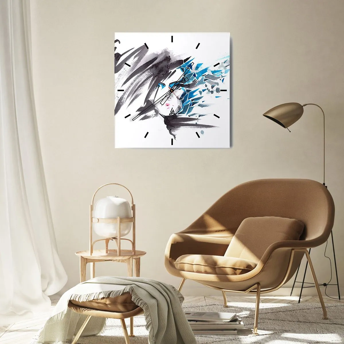 Falióra, Óra - Érzéki portré szürkében és kékben - 40x40 cm