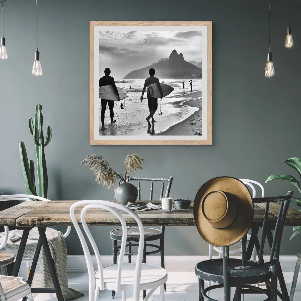 Poszter világos tölgy keretben - Egyhullámú szamba - 60x60 cm