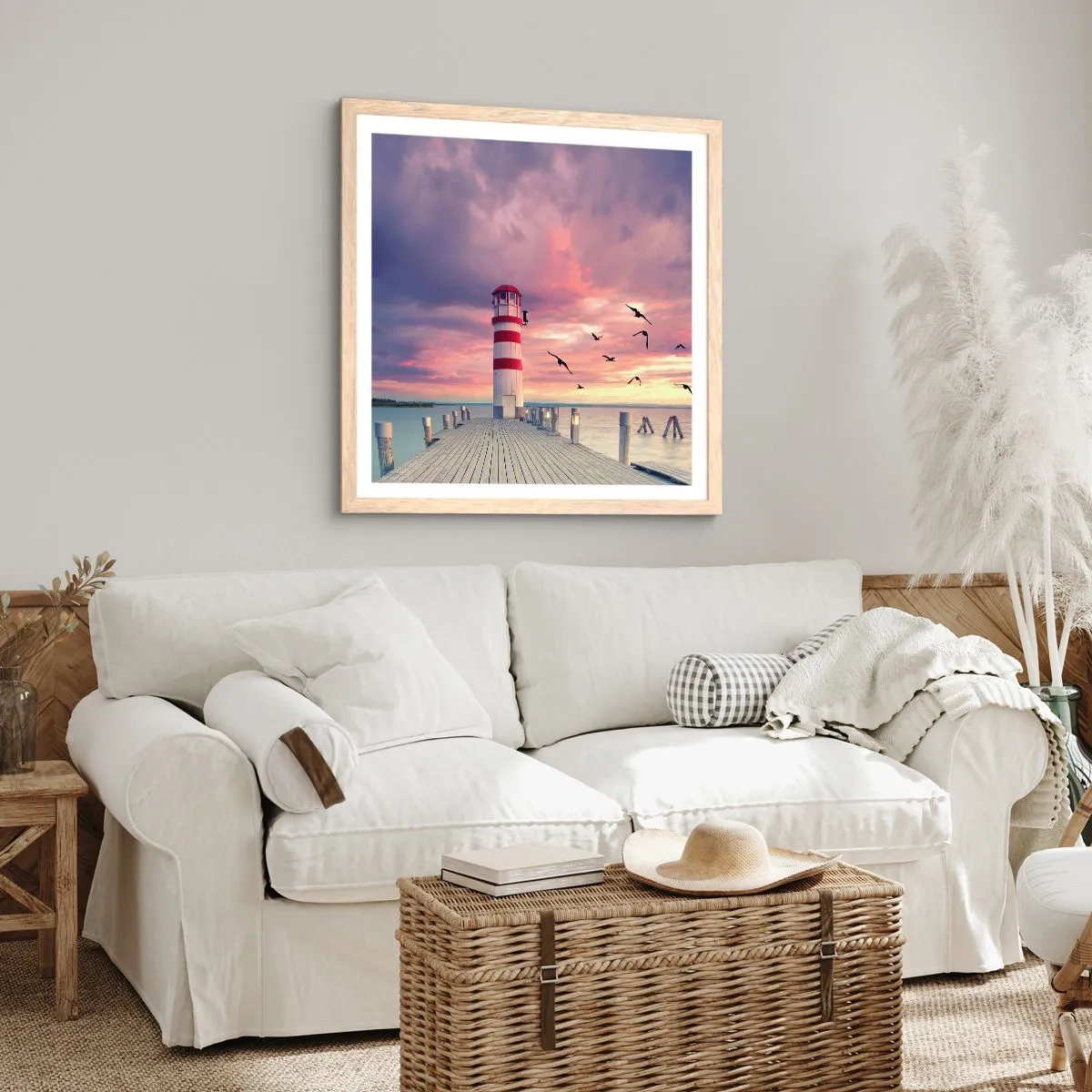 Poszter világos tölgy keretben - Ideje a kikötőbe - 40x40 cm