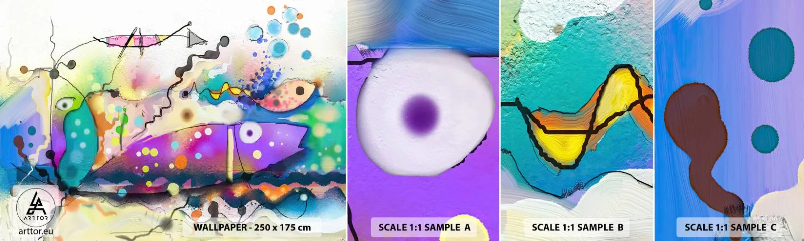 Fotótapéta Minta Öntapadós Deluxe Sticker - Nincsenek szavak! - Absztrakció, Hal, Grafika - 100x30 cm