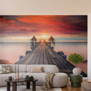 Fotótapéta Premium Sand - Nyugat keleten - Tájkép, Fa móló, Tenger - 100x70 cm