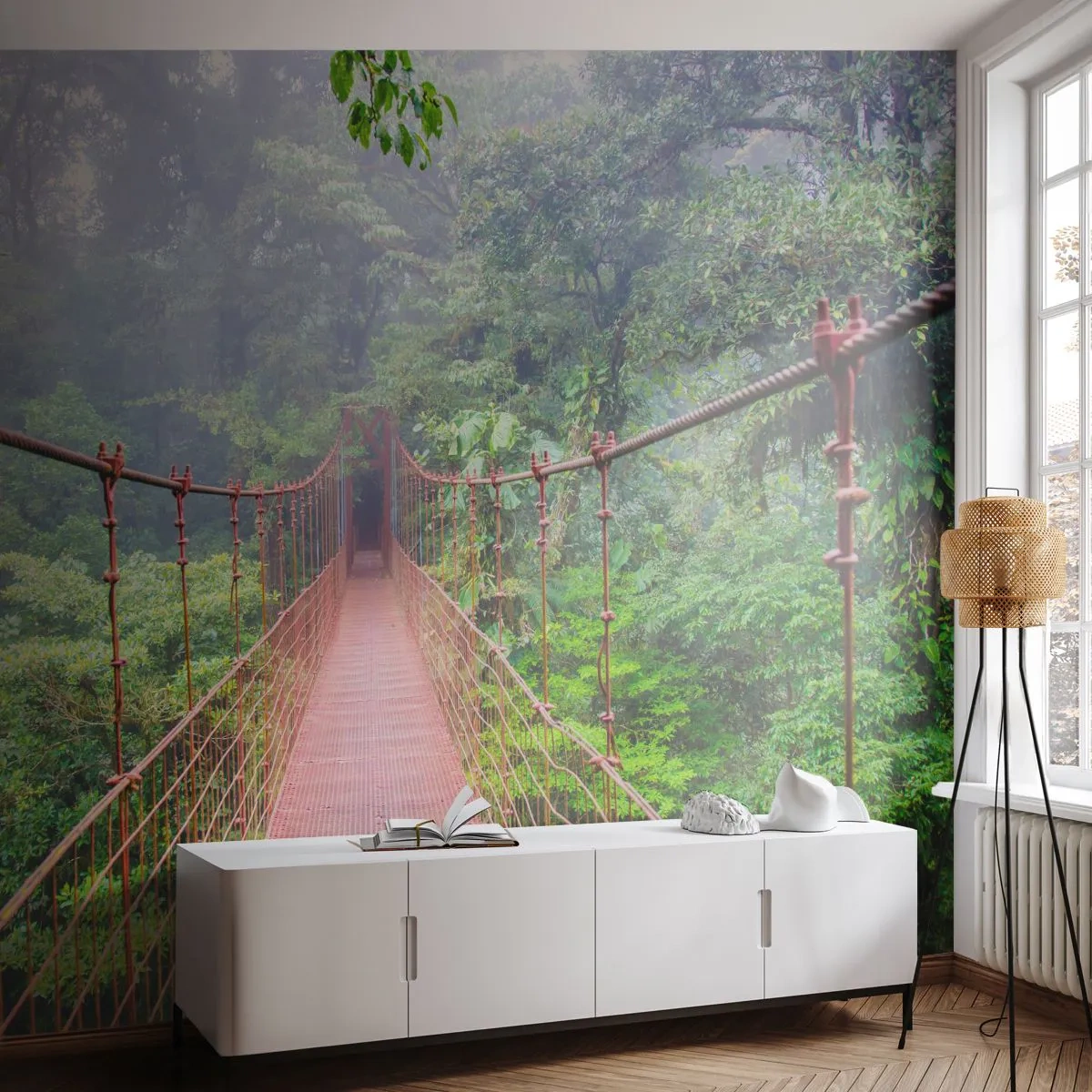 Öntapadós Fotótapéta Deluxe Sticker - A lomkoronák fölé függesztve - Tájkép, Dzsungel, Costa Rica - 250x175 cm