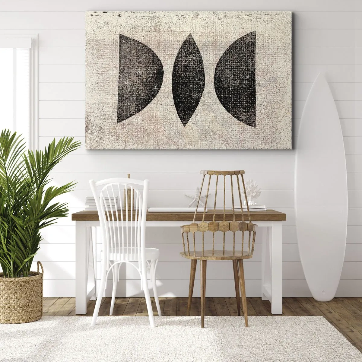Vászonkép - Etnikai formák sötét tónusokban világos háttéren - 70x50cm - Etnikai absztrakció - Modern fali dekoráció nappalihoz és hálószobához ARTTOR