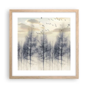 Poszter világos tölgy keretben - Erdei szellemek - 40x40 cm