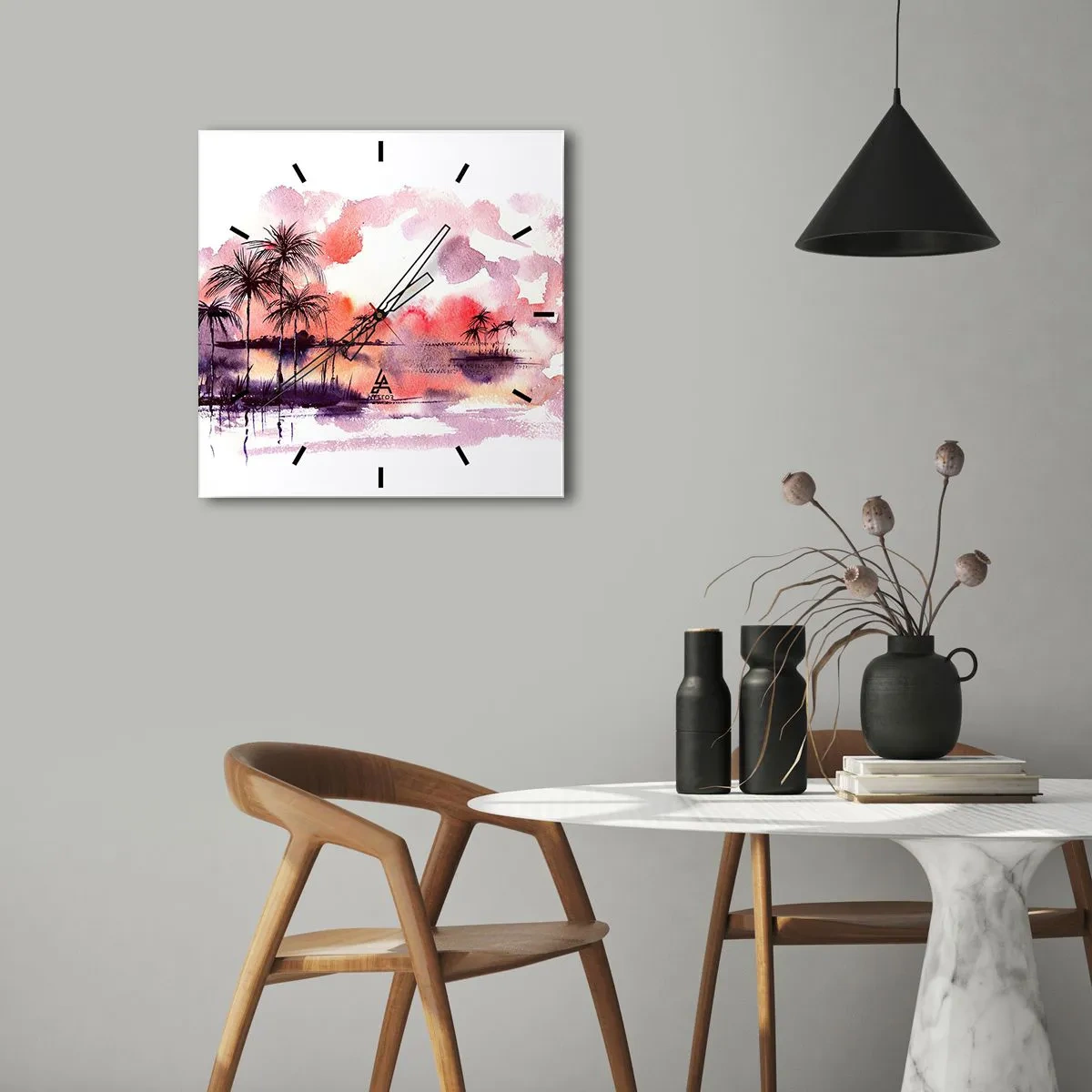 Falióra, Óra - A trópusok nyugalma vörösben - 40x40 cm