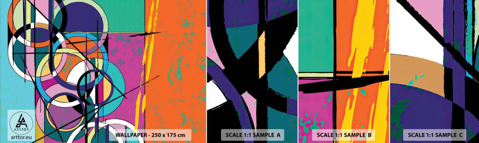 Fotótapéta Minta Öntapadós Deluxe Sticker - Kerékről kerékre - Absztrakció, Darab, Grafika - 100x30 cm