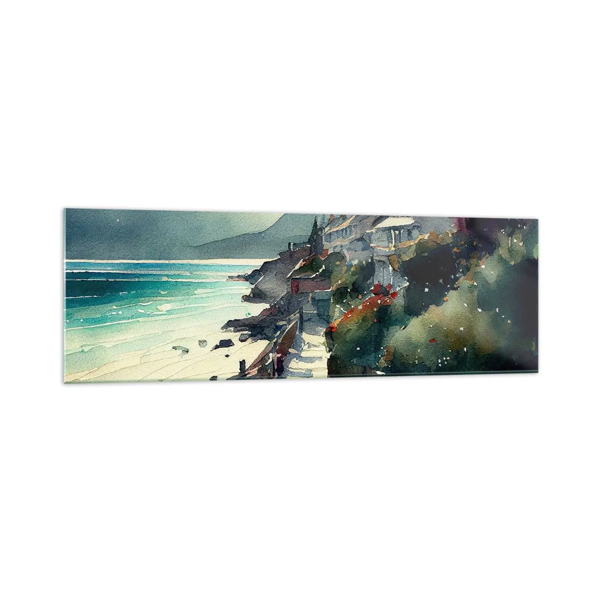 Üveg kép - Mediterrán város - 160x50 cm