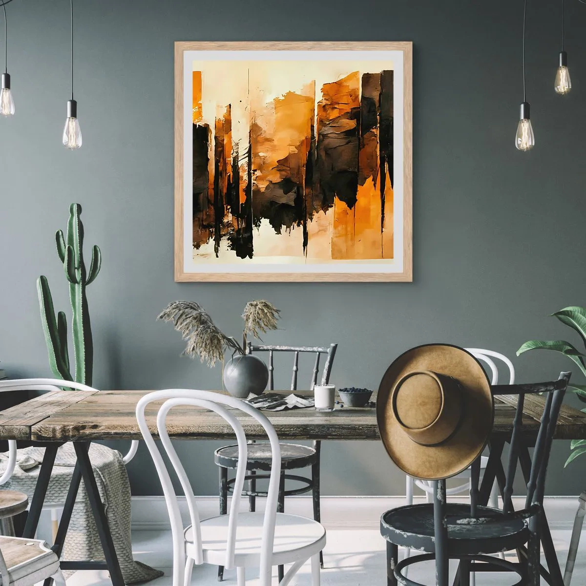 Poszter világos tölgy keretben - A fekete és az arany harmóniája - 60x60 cm