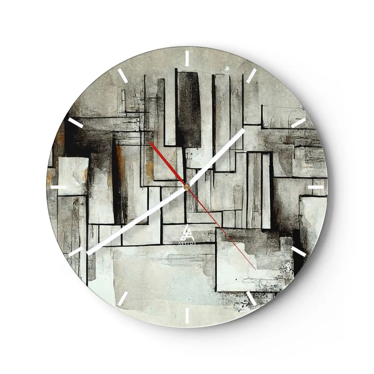 Falióra, Óra - Tompított színű téglalapok geometriai kompozíciója. - 30x30cm - Az egyszerűség ereje - Modern fali dekoráció nappalihoz, konyhához és hálószobához ARTTOR