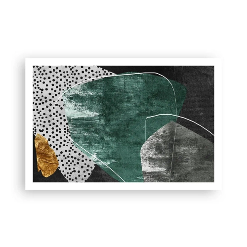 Poszter - Színes absztrakció aranypehellyel - 91x61 cm