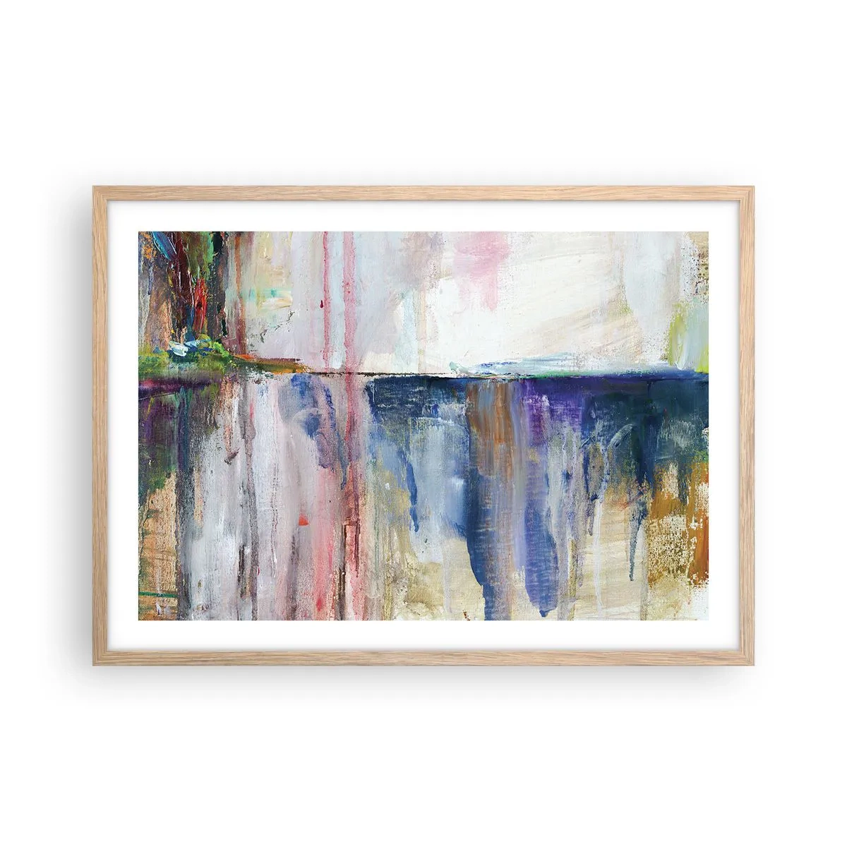 Poszter világos tölgy keretben - Színes benyomások és társítások - 70x50 cm