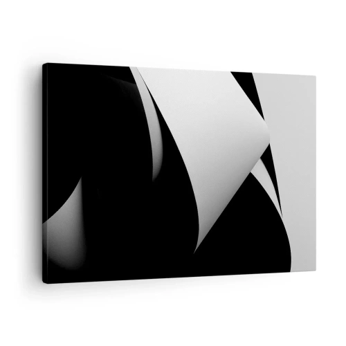 Vászonkép - Absztrakt formák fekete-fehérben, feltűnő kontrasztokkal - 70x50cm - Fénysíkok az árnyék mélyéről - Modern fali dekoráció nappalihoz és hálószobához ARTTOR