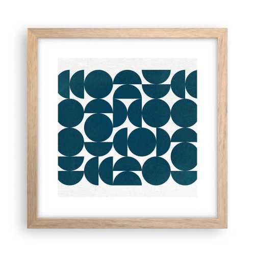 Poszter világos tölgy keretben - Körök és félkörök - 30x30 cm