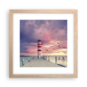 Poszter világos tölgy keretben - Ideje a kikötőbe - 30x30 cm