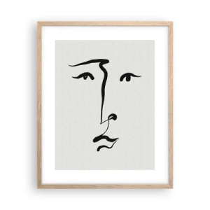 Poszter világos tölgy keretben - Egyvonalas portré - 40x50 cm