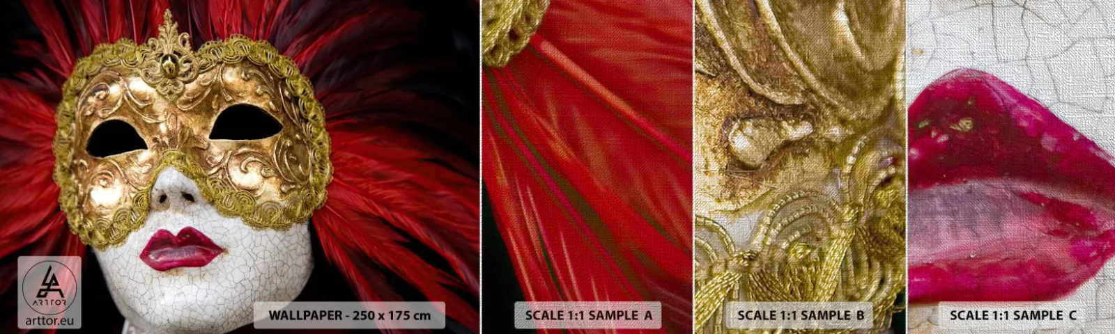 Fotótapéta Minta Premium Canvas - A karneváli kaland ígérete - Velencei maszk, Darab, Velence - 100x30 cm
