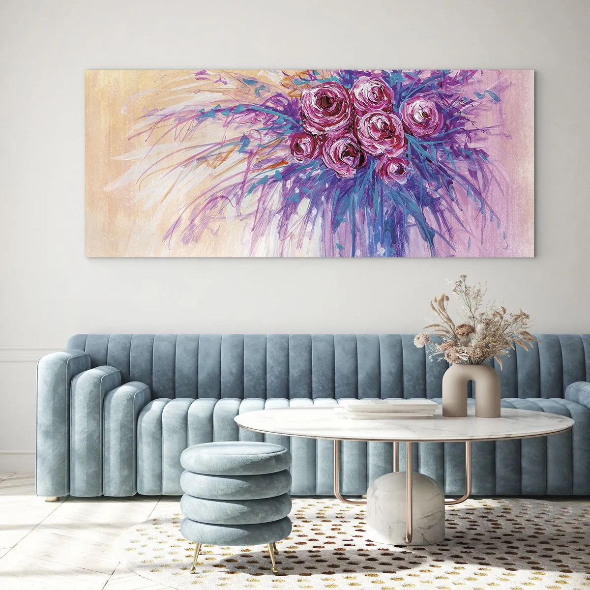 Üveg kép - Rózsaszín szökőkút - 100x40 cm
