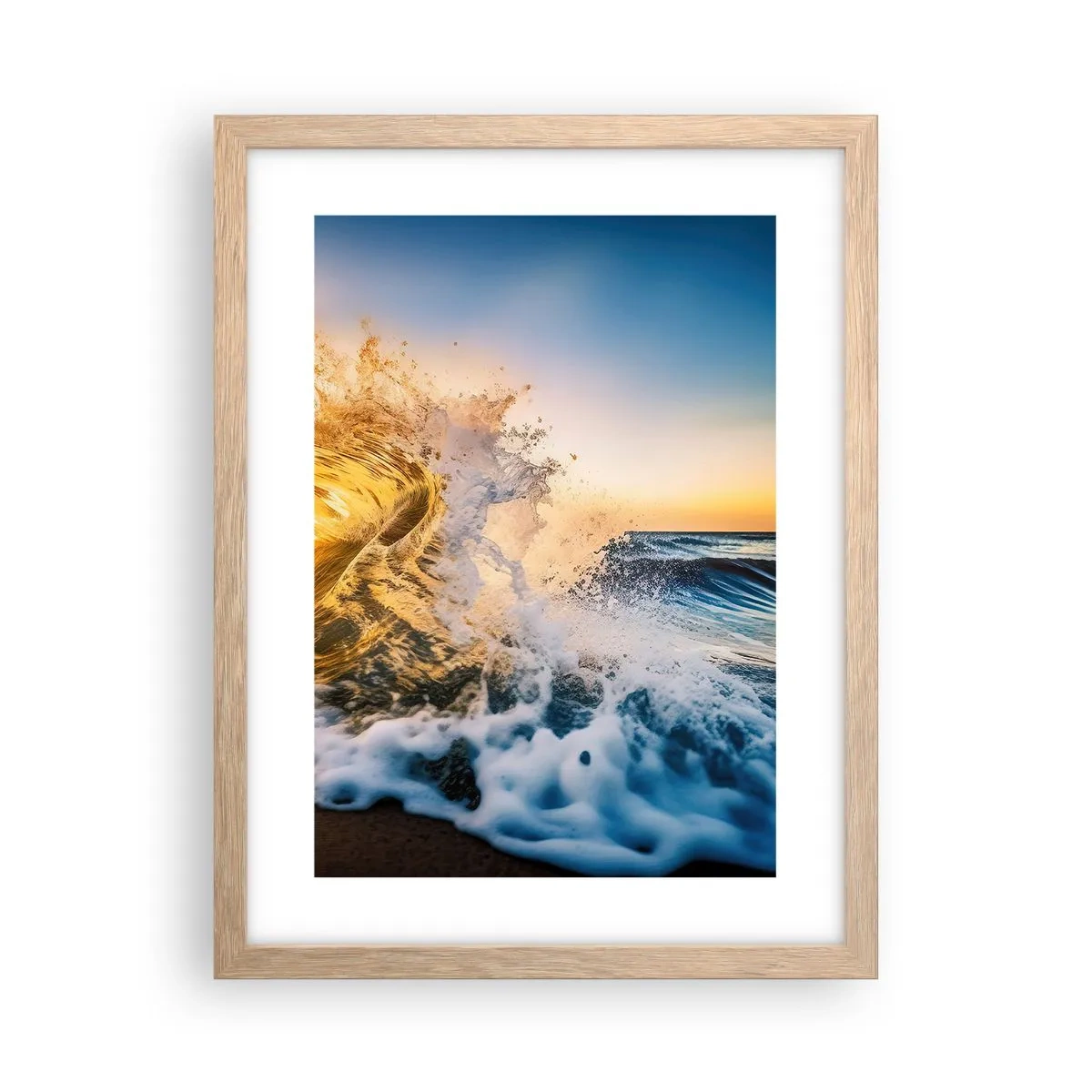 Poszter világos tölgy keretben - Játék a homokban - 30x40 cm