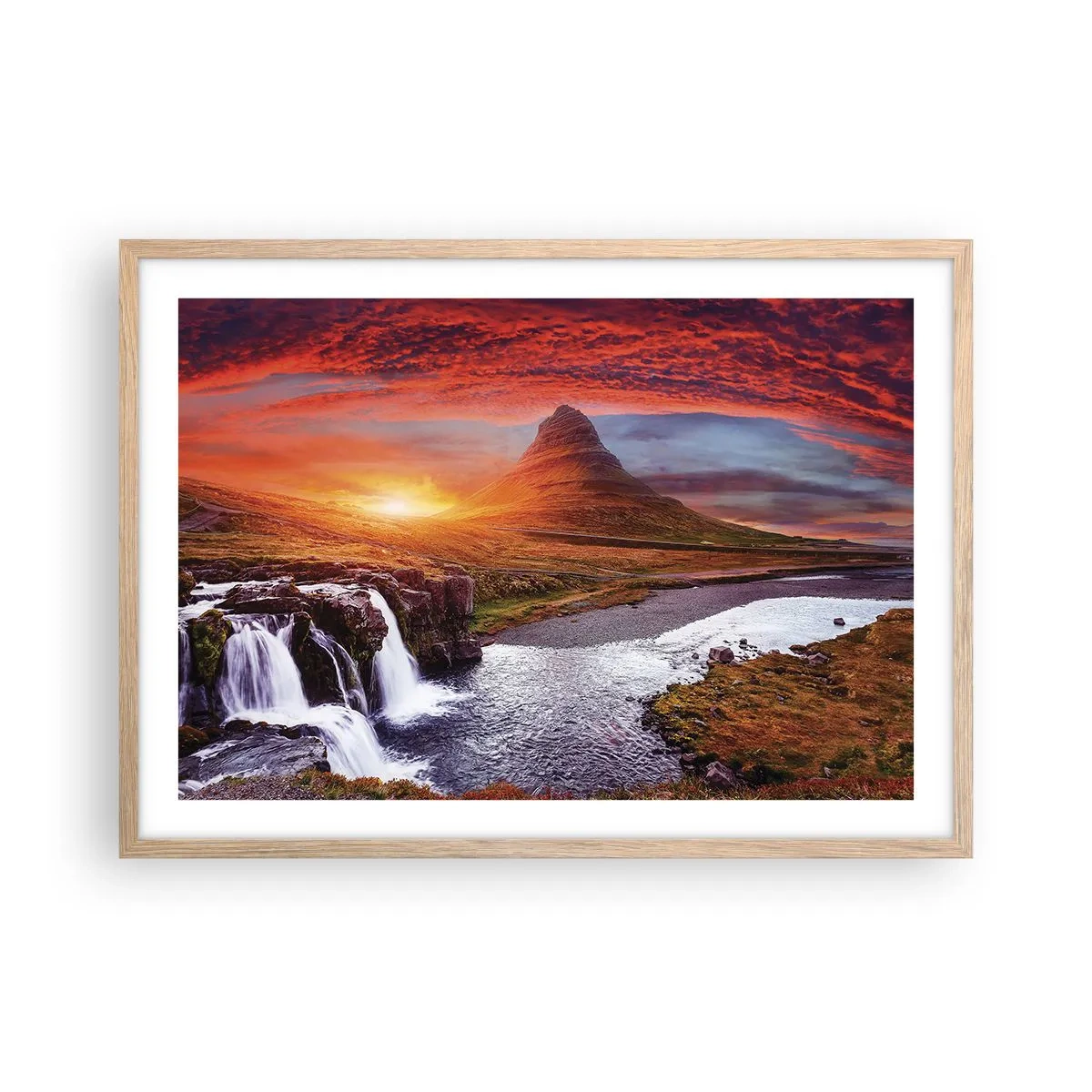 Poszter világos tölgy keretben - Középfölde kilátása - 70x50 cm