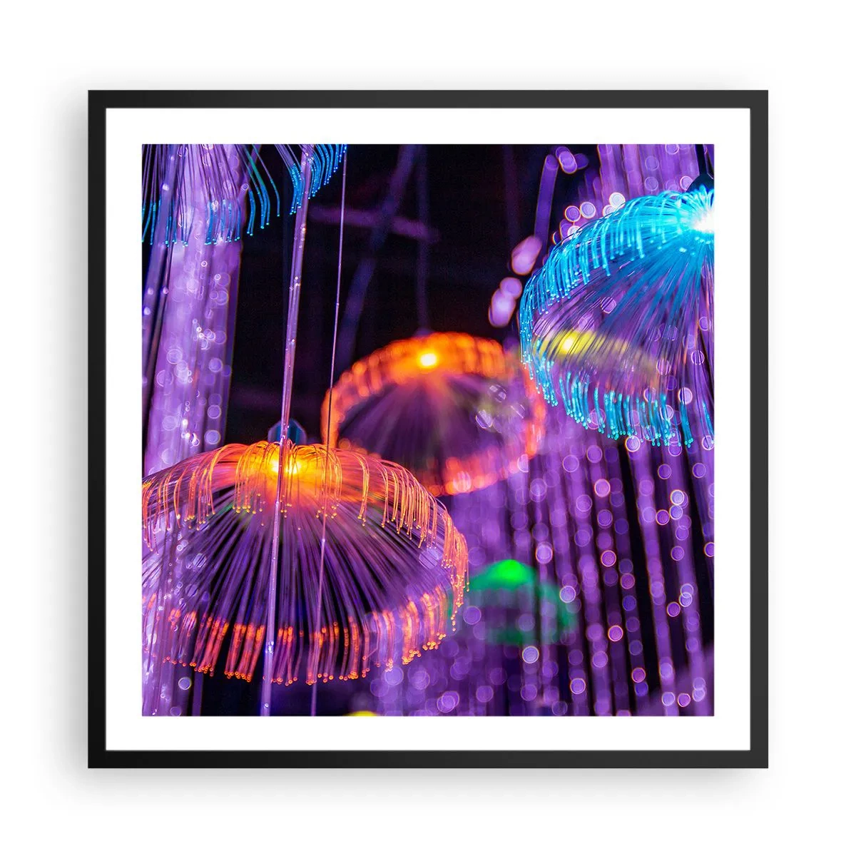 Poszter fehér keretben - Világító szökőkút - 60x60 cm