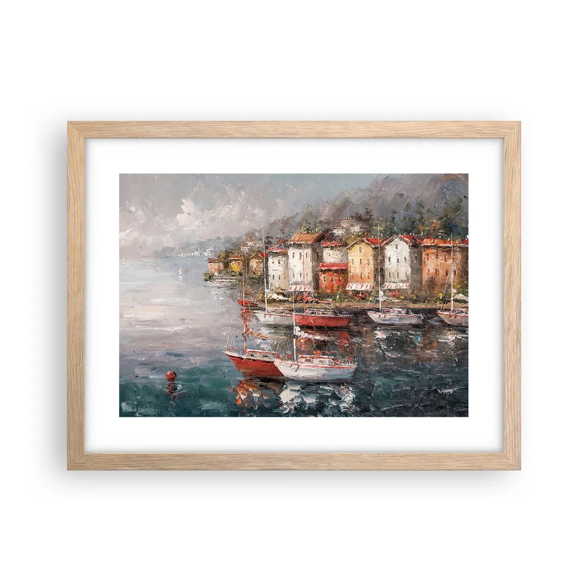 Poszter világos tölgy keretben - Romantikus kikötő - 40x30 cm
