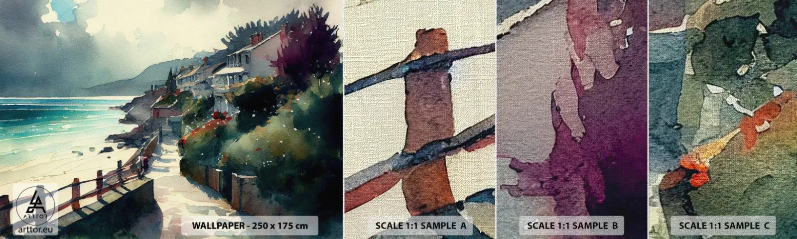 Fotótapéta Minta Premium Canvas - Mediterrán város - Házak, Tájkép, Strand - 100x30 cm