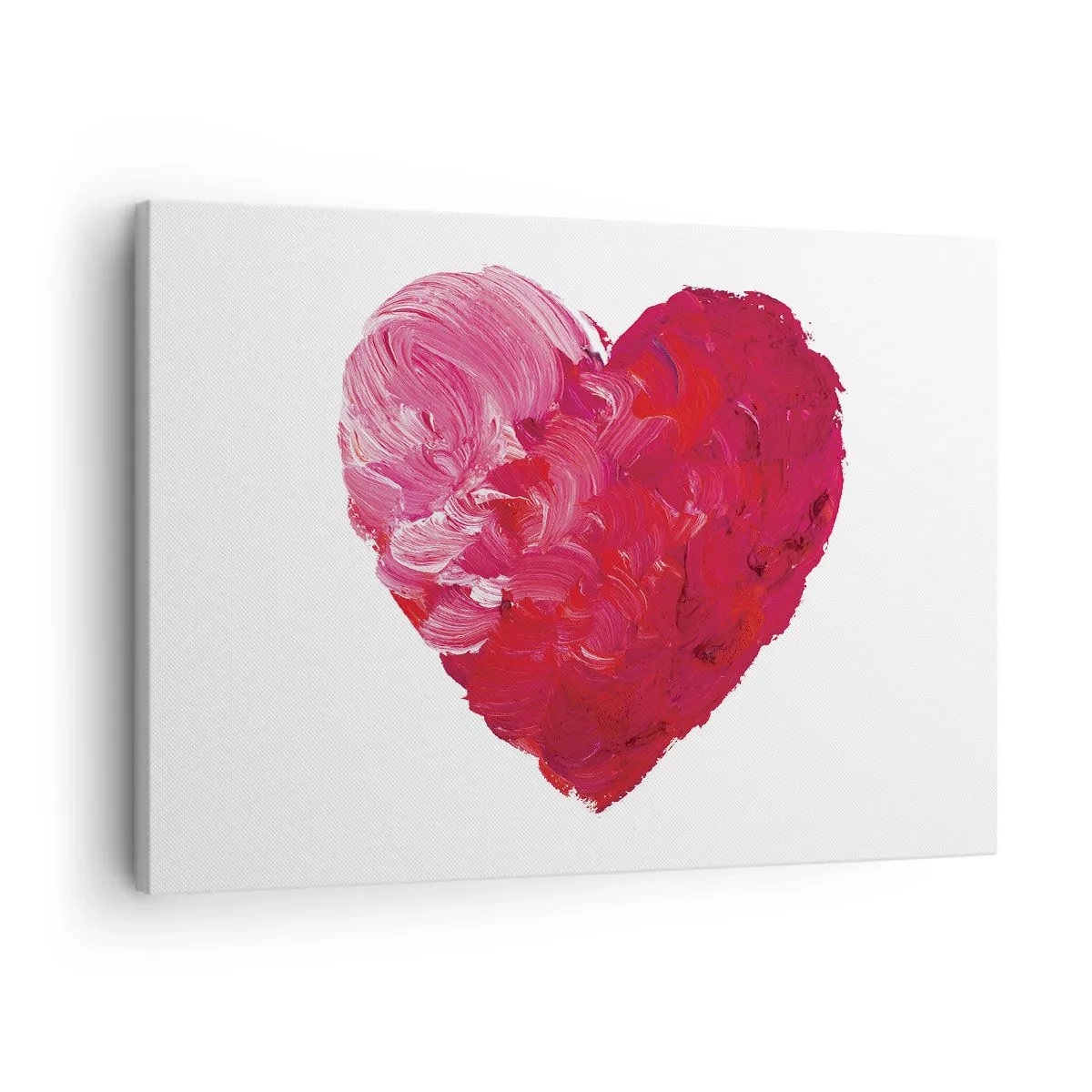 Vászonkép - Egy ecsettel festett rózsaszín és piros szív - 70x50cm - All you need is love - Modern fali dekoráció nappalihoz és hálószobához ARTTOR