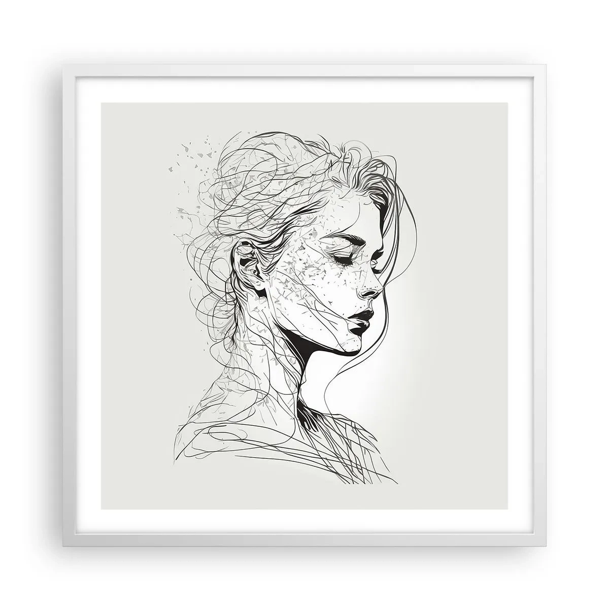 Poszter fekete keretben - Portré álmodozásban - 60x60 cm