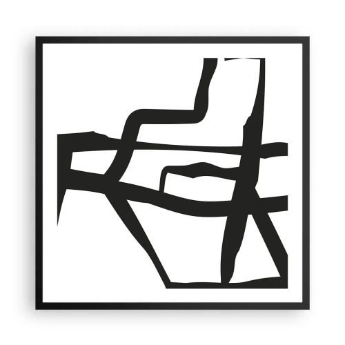 Poszter fehér keretben - Fekete-fehér konstrukció - 60x60 cm