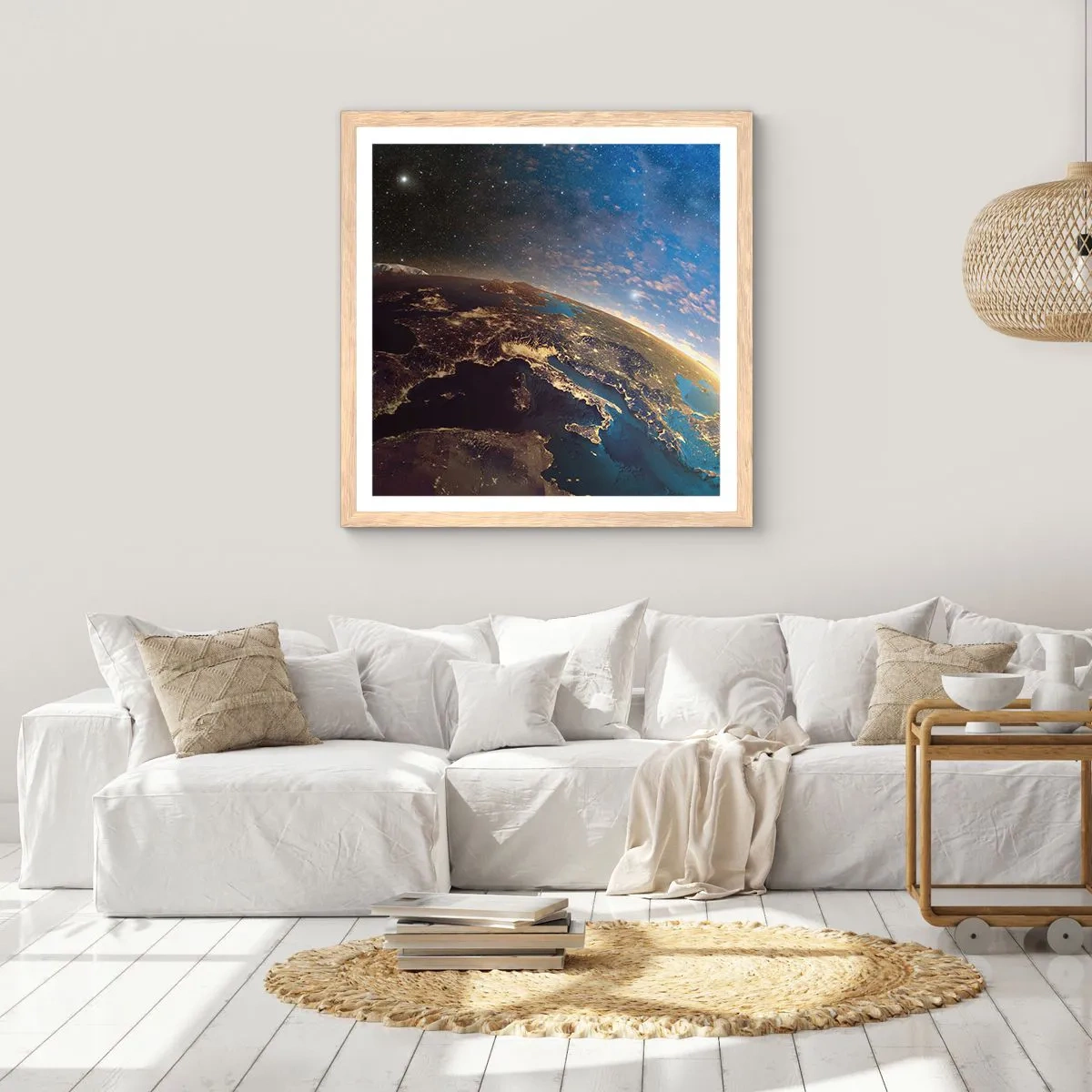 Poszter világos tölgy keretben - Tekintsünk magunkra távolról - 50x50 cm