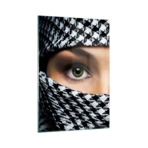 Üveg kép - Egy fátyolos zöld szemű szépség portréja - 80x120 cm