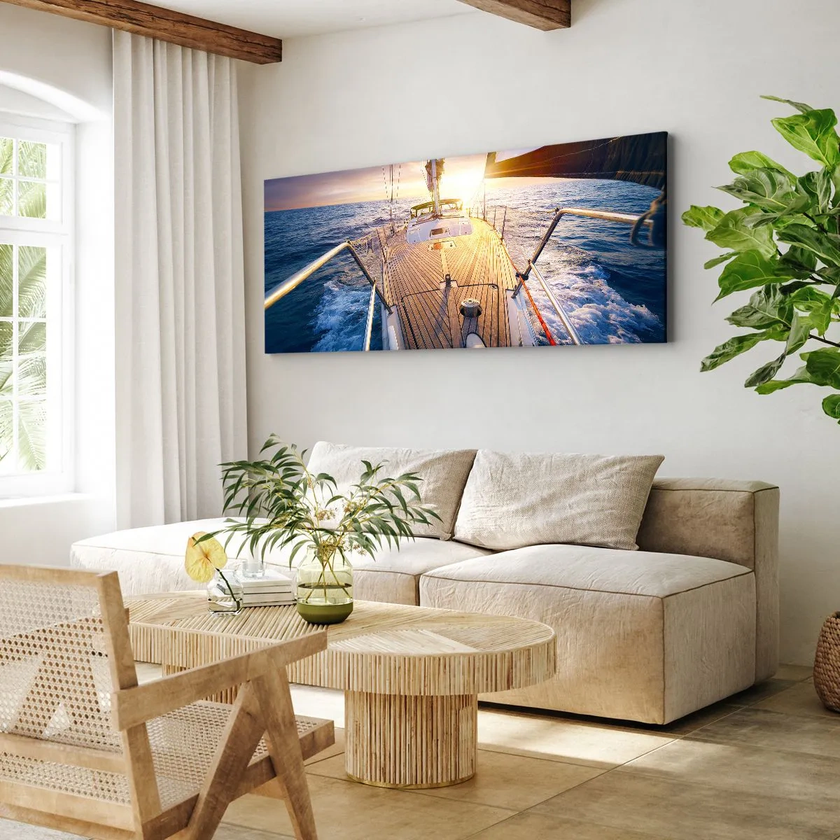 Vászonkép - Futás a hullámokon - 100x40 cm