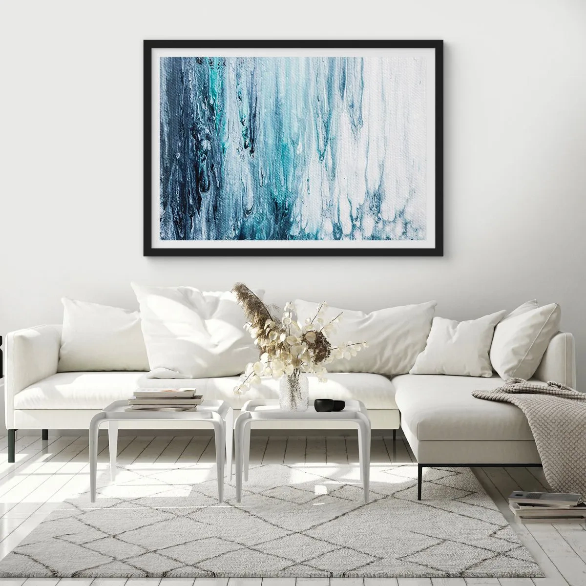 Poszter fehér keretben - Kék jégcsapok - 70x50 cm