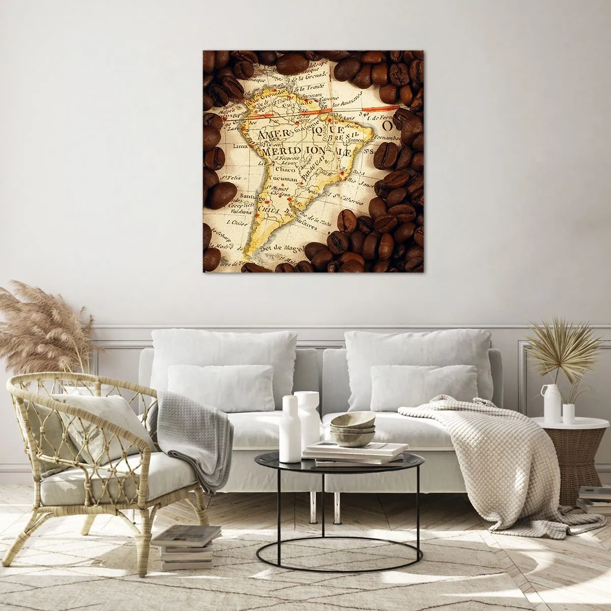 Üveg kép - Honnan származik a legjobb kávé? - 70x70 cm