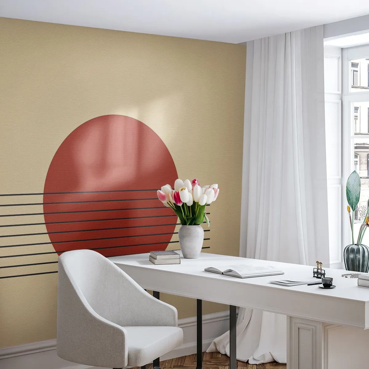 Fotótapéta Premium Sand - Körbe és tovább - Absztrakció, Darab, Grafika - 100x70 cm