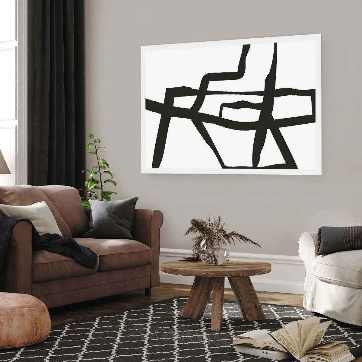 Poszter - Fekete-fehér konstrukció - 91x61 cm