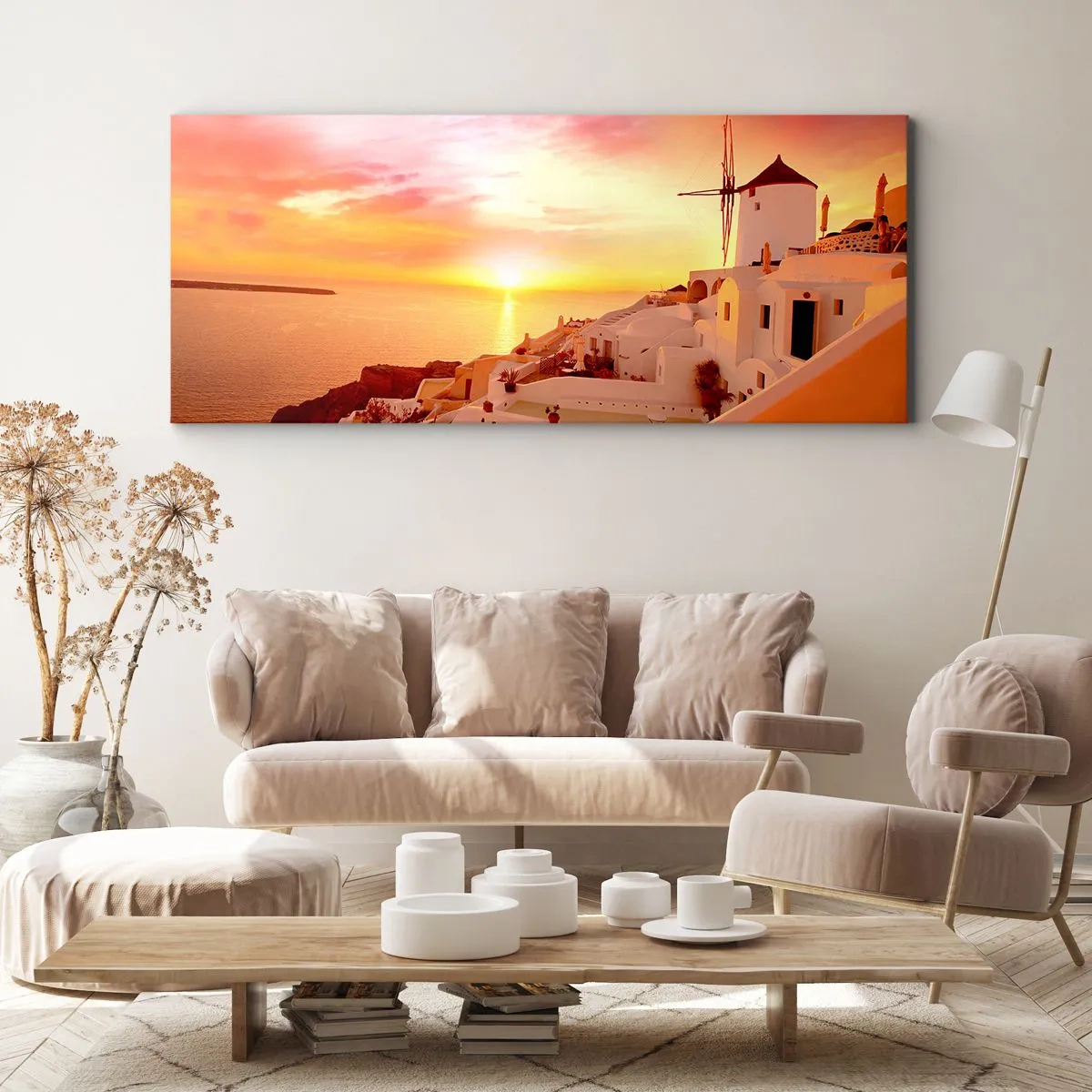 Vászonkép - Szétfolyni a fehérben és aranyban - 100x40 cm