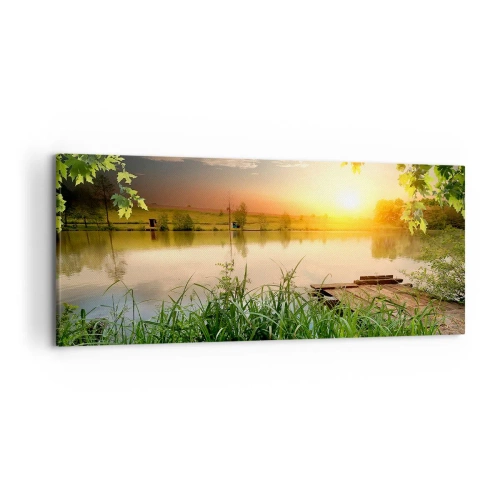 Vászonkép - Táj zöld keretben - 120x50 cm