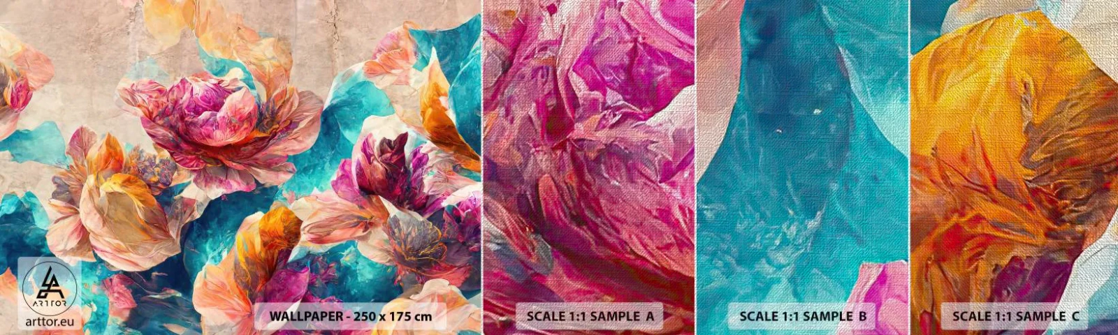 Fotótapéta Minta Premium Canvas - Egy csokor színes pompája - Virágok, Pasztell, Darab - 100x30 cm