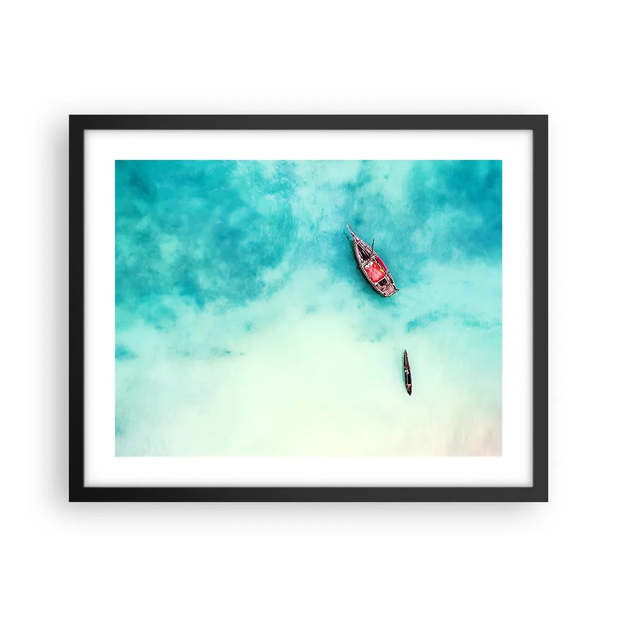 Poszter fehér keretben - A Zanzibár strandjain, amikor sok a víz... - 50x40 cm