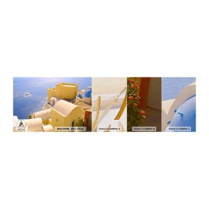 Fotótapéta Minta Premium Canvas - Görög táj fehér és kék színben - Tájkép, Santorini, Görögország - 100x30 cm