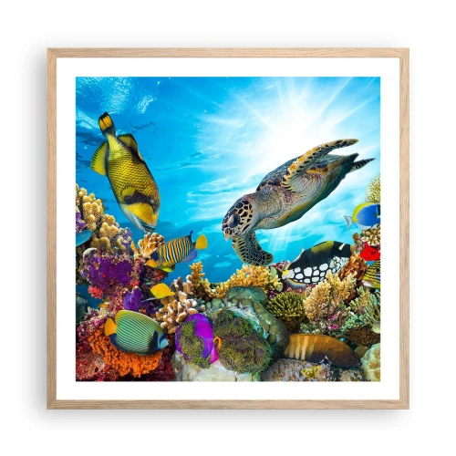 Poszter világos tölgy keretben - Korall sétány - 60x60 cm